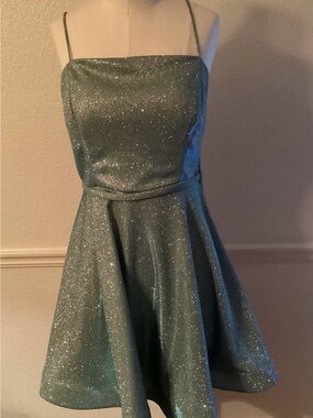 City Studio Teal Sparkle A-Line Mini Dress